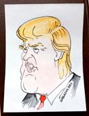 шарж Дональда Трампа акварель, тушь